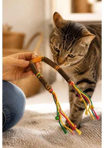 Matatabi Kedi Oyuncağı, Doğal Çiğneme Ve Oyun Oyuncağı, Pamuk İpli Matatabi Çubuklu Kedi Oyuncağı, Renkli