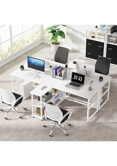 Zizuva  Zizuva Tasarım Kitaplıkla Bölmeli Modern 2 Kişilik Çalışma Masa  (541151243)