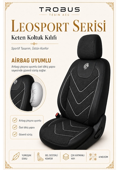 Subaru Impreza 2008 2009 2010 2011 Uyumlu Leosport Serisi Siyah Beyaz Oto Koltuk Kılıfı