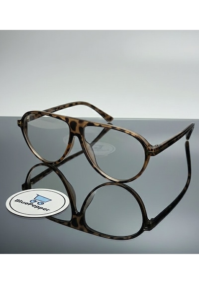 Zenit Modern Çerçeveli Gözlük Unisex Yuvarlak Stil Sahibi Mavi Işık Korumalı Camları Değişebilir Leopar