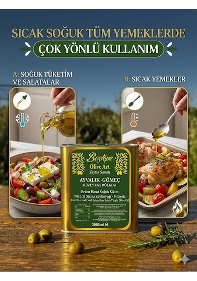 2 Lt Natürel Sızma Zeytinyağı 2025/26 Oliveart Soğuk Sıkım Filtresiz