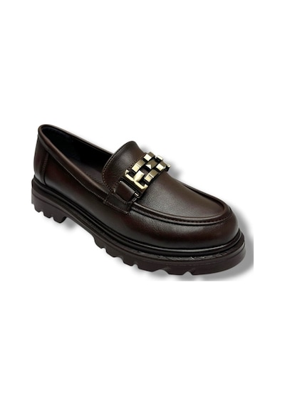 Fancy 801-26 Deri Loafer Tokalı Anatomik Kadın Ayakkabı Kahverengi