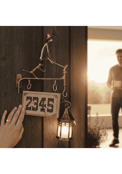 Rustik Kapı Numarası Fener Askısı Wh017 Altın