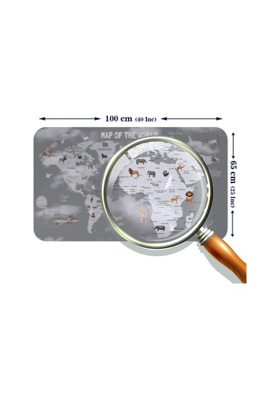 Eğitici Dünya Haritası Dünya Atlası Çocuk Ve Bebek Odası Duvar Sticker -60x105-3811 Çok Renkli