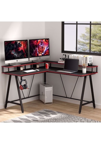 Zizuva Zizuva L Köşe Şekilli Ev Ofis Oyuncu Gaming Yayıncı Monitör Raflı