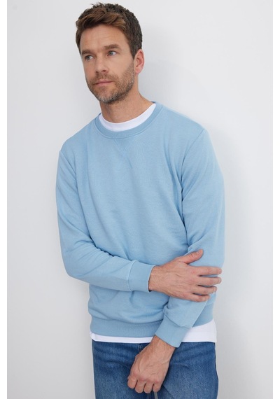 Tudors Unisex Relax Fit Rahat Kesim %100 Pamuk 3 İplik Basic Mavi Bisiklet Yaka Sweatshirt-35148 Mavi Tudors Unisex Relax Fit Rahat Kesim %100 Pamuk 3 İplik Basic Mavi Bisiklet Yaka Sweatshirt-35148 Mavi