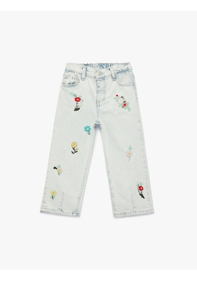 Koton Çiçek İşlemeli Pamuklu Balon Fit Denim Pantolon Lıght Indıgo 6smg40016ad Açık Mavi Koton Çiçek İşlemeli Pamuklu Balon Fit Denim Pantolon Lıght Indıgo 6smg40016ad Açık Mavi