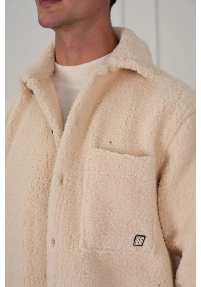Modefendi Oversize Peluş Mont Beyaz