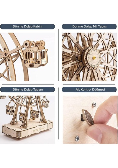 Rolife Tgn01 Dönme Dolap Görünümlü Müzik Kutusu Music Box Ferris Wheel Dıy Minyatür Maket Model Seti Ahşap 3d Wooden Puzzle 3d Model Kit Detaylı Dekoratif Hobi Seti Ahşap Maket