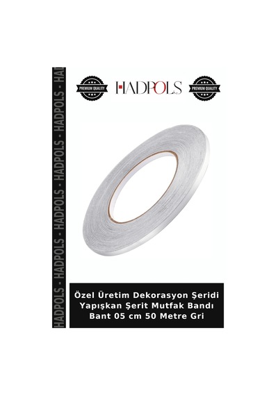 Özel Üretim Dekorasyon Şeridi Yapışkan Şerit Mutfak Bandı Bant 05 Cm 50 Metre Gri
