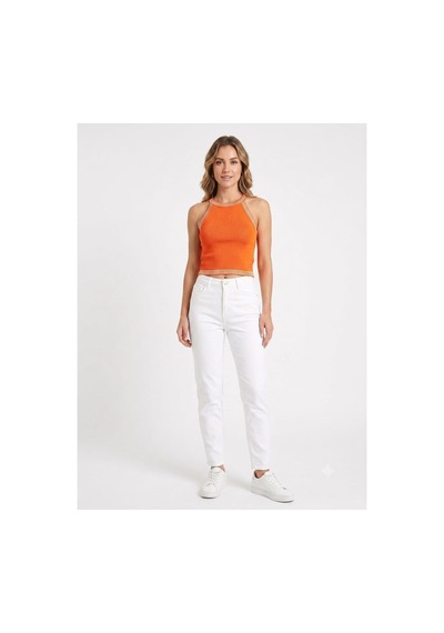 Onno Style Women Kolsuz Askılı Halter Yaka Triko Kadın Bluz Turuncu