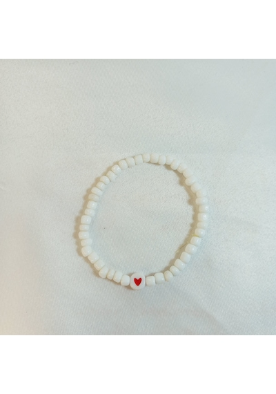 Crystal Atelier Beyaz Renkli Boncuklu Kalp Bileklik Beyaz