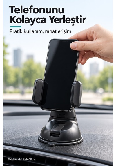 Araç İçi Vantuzlu Telefon Tutucu Vakumlu Kısa Boy 360 Dönebilen Başlık