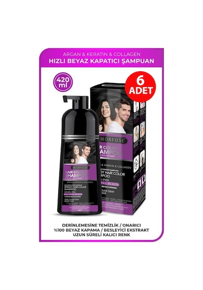 Hızlı Beyaz Ve Gri Kapatıcı Şampuan Siyah 420 Ml 6 Adet Tüm Saç Tipleri