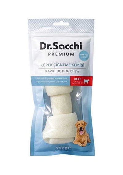 Dr.sacchi Premium Sığır Etli Sığır Derisi Genişletilmiş Düğüm Kemik Tahılsız Köpek Ödülü 10-11'' 1'li 220 Gr