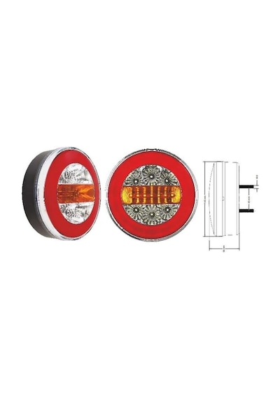 24v Stop Lambası Ledli Park-fren-sinyal Yuvarlak 140 Mm