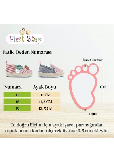 Bebe Patik Kırmızı Çizgili Kırmızı