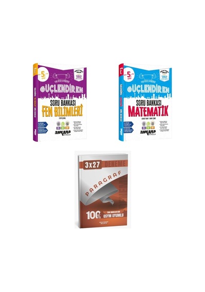 2027 Ankara 5. Sınıf Güçlendiren Fen Bilimleri + Matematik Soru + Anla Kazan Paragraf Deneme 3'lü Set