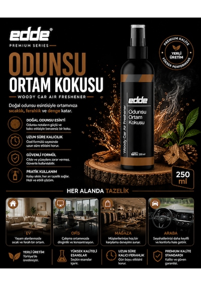 Edde Odunsu Kokulu Ferah Kalıcı Araba Araç Oto Kokusu Araç Içi Kokuları 250 Ml Bambu Oto Parfümü Oto Detailing 250ml