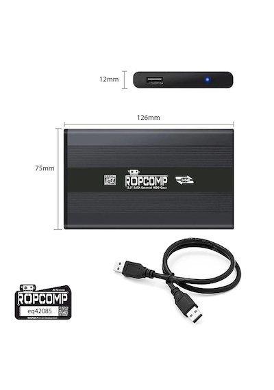 Ropcomp 2.5" Usb 2.0 Sata Harici Hdd Kutusu Type-c Dönüştürücülü