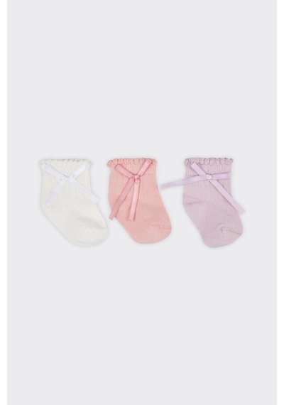 Panço - Kız Bebek Fiyonklu Renkli Soket Çorap Set 2412GB11004