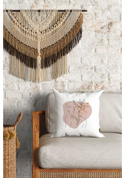 Modern Kadın Desenli Çift Yön Dijital Baskılı Dekoratif Kırlent Kılıfı Yastık Kılıfı 39x39cm Çok Renkli