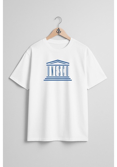 Bahriyeli Collection Oversize Unesco Dünya Miras Göğüs Tasarımlı Unisex T-shirt Beyaz