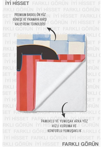 Kedi Figürlü Ekose Plaj Havlusu-modern Mavi Mercan Tonlu Havuz Deniz Hızlı Kuruyan Mikrofiber Havlu Dalgın Leylak Kedi Figürlü Ekose Plaj Havlusu-modern Mavi Mercan Tonlu Havuz Deniz Hızlı Kuruyan Mikrofiber Havlu Dalgın Leylak