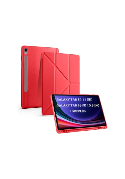 Samsung Galaxy Uyumlu  Tab S9 X710 X716 X718 Kılıf Kalem Bölmeli Trifolding Case Kılıf