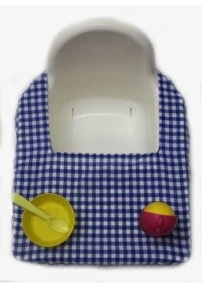 Mavi Orta Boy Kareli Mama Sandalyesi Örtüsü Çok Renkli
