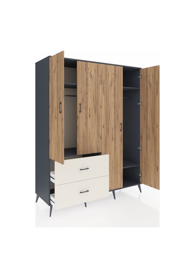 Kronos Gardrop 4 Raflı 2 Çekmeceli 2 Askılı 176x59x221 Antrasit-çam/aytaşı Beyaz Kronos Gardrop 4 Raflı 2 Çekmeceli 2 Askılı 176x59x221 Antrasit-çam/aytaşı Beyaz