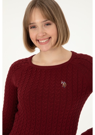 U.S. Polo Assn. Kadın Bordo Basic Bisiklet Yaka Kazak 50288981-VR014