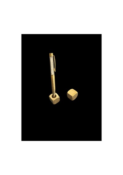 Som Pirinç Kare 24x24 Mm Kalem Tutucu Ve Kağıt Ağırlığı Şık Masaüstü Aksesuarı Gold