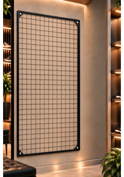 Sık Telli Tel Raf - Tel Pano Stand, Duvar Askılığı-10 Adet Plastik Ayakkabı Standı Hediyeli 60x120 Cm 60 x 120 CM