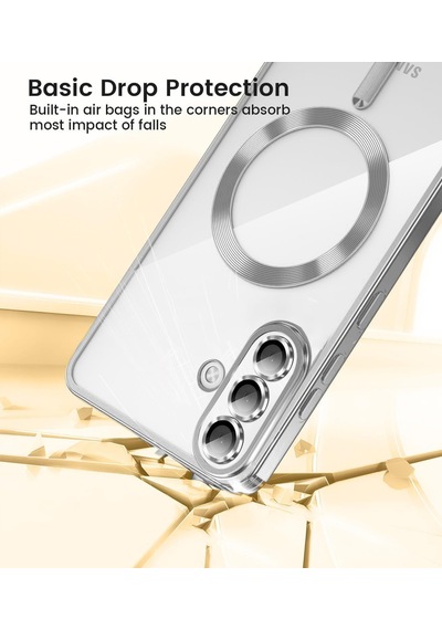 Samsung Galaxy S26 Plus Uyumlu Kılıf Kamera Lens Koruyuculu Magsafe Özellikli Telefon Kılıfı Kapak Gümüş