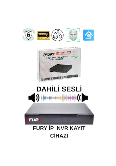Fury Ip Güvenlik Kamera Seti 8 Kameralı Sesli 4mp Gece Renkli Su Geçirmez Ip5515s 250gb