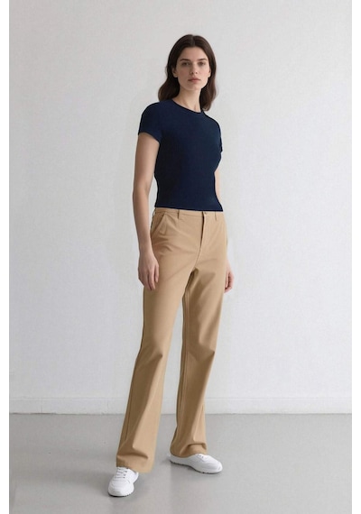 DeFacto Coool Straight Fit Gabardin Pantolon Yüksek Bel E4346AX25SPBG638