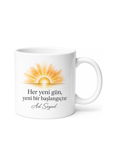 Yeni Başlangıç İçin Kişiye Özel Motivasyon Baskılı Kupa Bardak Hediye Beyaz / Çok Renkli