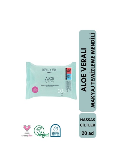 Byphasse Aloe Veralı Makyaj Temizleme Mendili Hassas Ciltler 20'li
