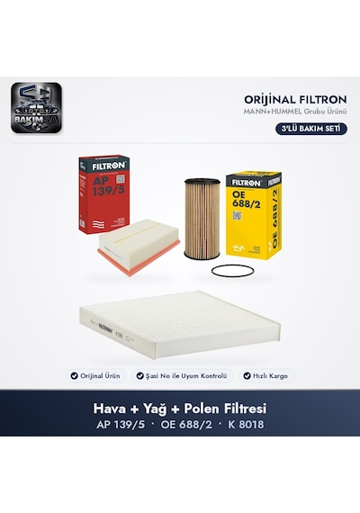 Filtron Filtre Bakım Seti Hava+yağ+polen - Golf 7 / Passat B8 / Octavia 3 1.8-2.0 Tsı