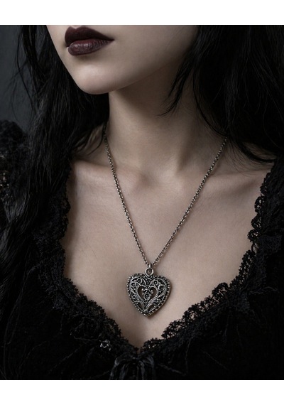 Gotik Kalp Desenli Metal Kolye Gümüş Renk Zincir Unisex Aksesuar Çok renkli