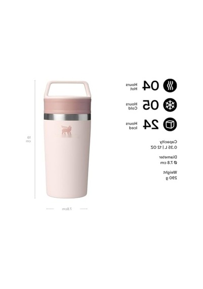 Paslanmaz Çelik Sızdırmaz Termos Bardak, Pembe Kuvars, 0.35 Litre Açık Ahşap