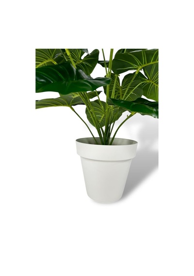 Yapay Çiçek Krem Saksıda Pothos Yeşil Doğal Dokulu 18dal 50cm Salon Çiçeği Yapay Bitki