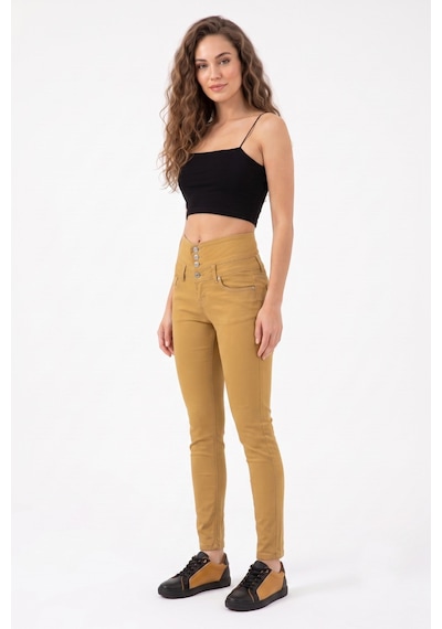 My Style Kadın Yüksek Bel Kanvas Pantolon 01575 Bgl-st05670 Safran