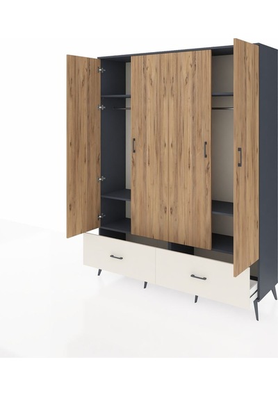 Hyperion Gardrop 6 Raflı 2 Çekmeceli 2 Askılı 176x44x221 Antrasit-çam/aytaşı Çam/aytaşı Hyperion Gardrop 6 Raflı 2 Çekmeceli 2 Askılı 176x44x221 Antrasit-çam/aytaşı Çam/aytaşı
