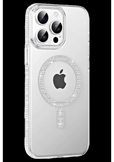 İphone 14 Pro Max Move Taşlı Magsafe Kapak - Natural Grey