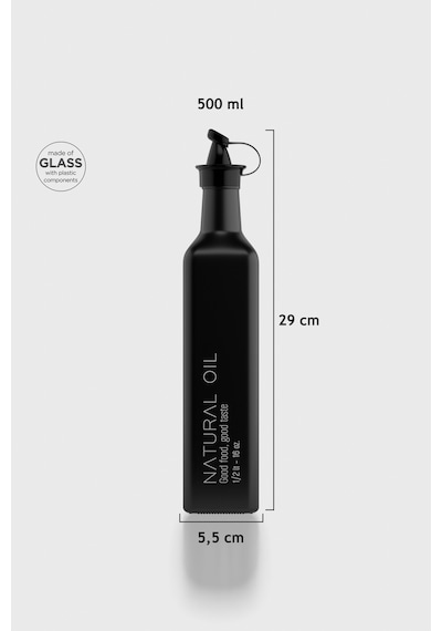 Renga Urla Yazı Desenli 500 Ml Cam Yağlık 152073 Mat Siyah Siyah