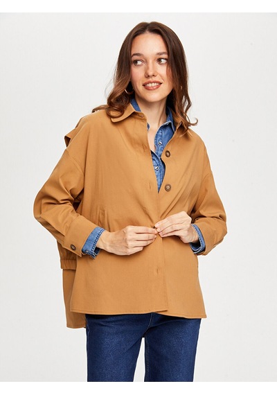 Faik Sönmez Arka Beli Lastikli Overshırt Tunik W26tnk002 Uw26tnk00235 Camel