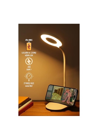 Dokunmatik Masa Lambası, 3 Renk Ve 24 Led İle Okuma Işığı 10 Parça Siyah