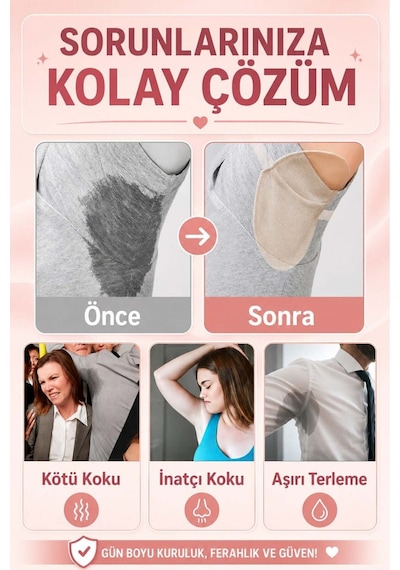 Koltuk Altı Ter Pedi Pamuk Kumaş Ter Emici Koltuk Altı Koruyucu Yıkanabilir 2 Paket Toplam 3 Çift / 6 Adet